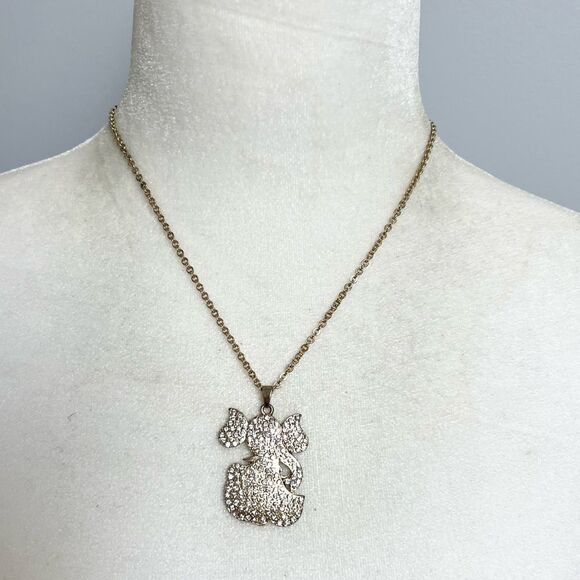 Amrita Singh Jewel Studded Elephant Charm Necklace on Gold Tone Chain - Picture 1 of 5